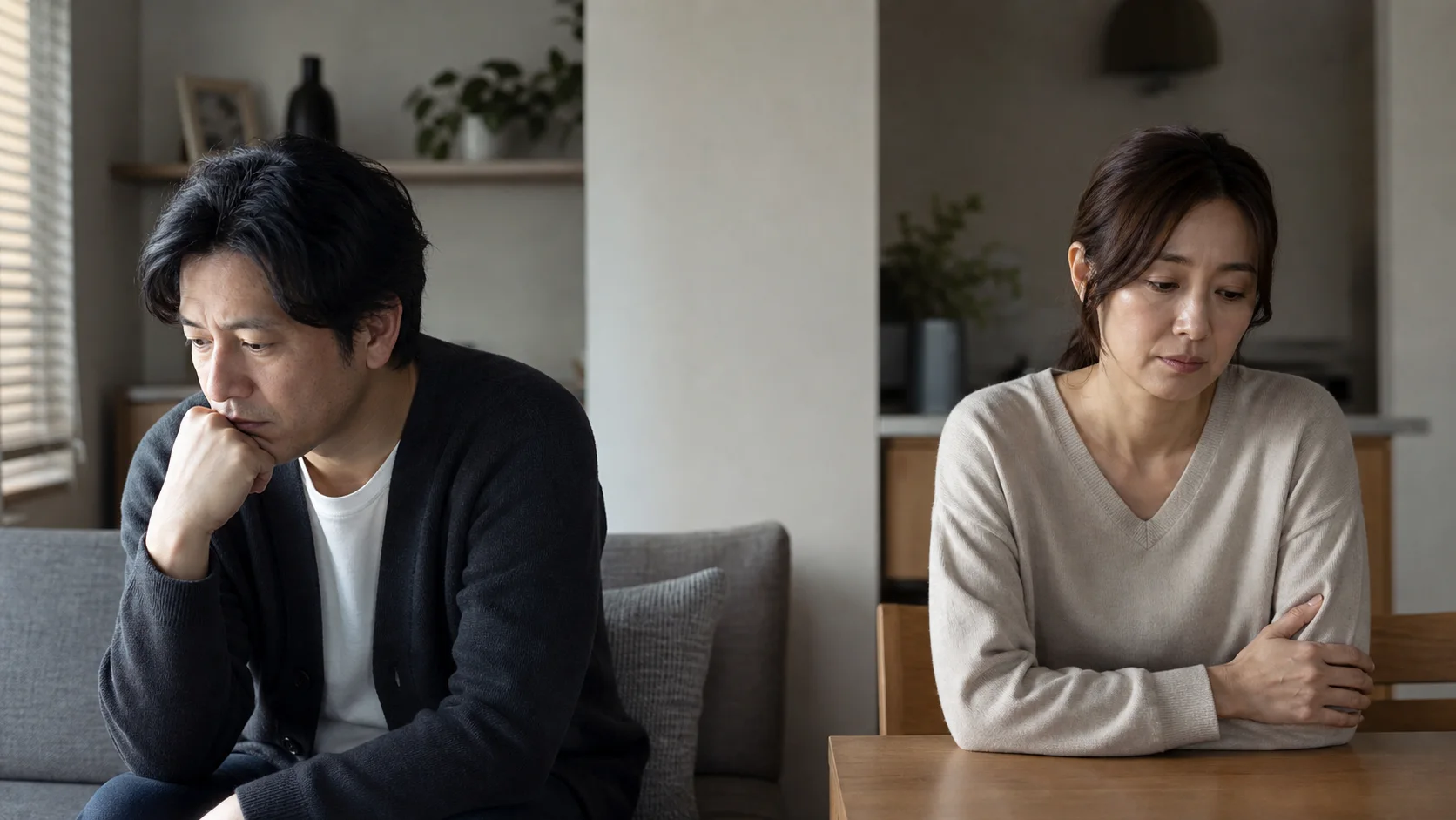 それぞれの場所で将来に悩む男女